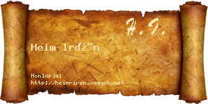 Heim Irén névjegykártya